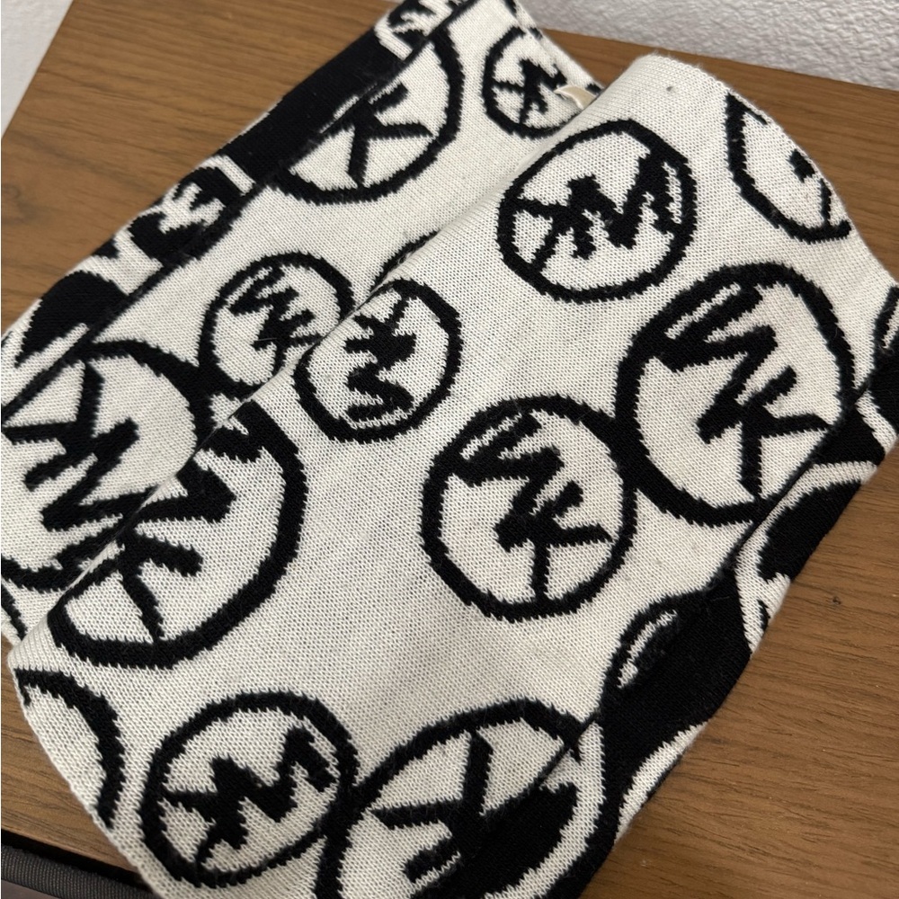 Michael Kors Black and White Logo Scarf